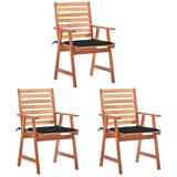 Maison Chic Vrtni jedilni stoli - Stol za vrt 3 kosi z blazinami trden akacijev les JS357, (21877783) | Shoptok.si