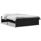 vidaXL Posteljni okvir črn 140x190 cm inženirski les in kovina, (21128800) | Shoptok.si