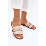 Boto Flat Women's Slippers With Golden Detail Beige Noroti | Shoptok.si