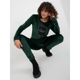 Fashion Hunters Dark green women's velour ensemble with trousers | shoptok.hr