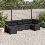  7-dijelni set vrtnih sofa od poliratana s jastucima crni | shoptok.hr