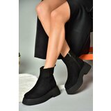 Fox Shoes R820190202 Women's Black Suede Thick Sole Boots Cene