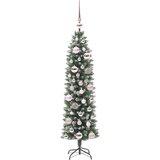 vidaXL Umetno vitko božično drevo med 150 LED Zelena in bela 120 cm | Shoptok.si
