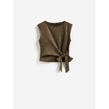 Reserved Bluza na vezanje - smeđezeleno | shoptok.hr