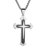 Ogrlica JO-34099 Cross - Srebrna / Crna KP34099 | shoptok.hr