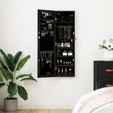  Zidni ormarić za nakit s LED svjetlima crni | shoptok.hr
