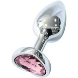 Sunfo - metalni analni čep s ružičastim kamenom u obliku srca (srebrni) | shoptok.hr