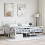 vidaXL Kovinski posteljni okvir z vzglavjem in vznožjem bel 180x200 cm Cene
