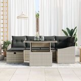 vidaXL 7 delni vrtni sofa set z blazinami svetlo siva poli ratan | Shoptok.si