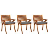 Maison Chic Vrtni jedilni stoli - Stol za vrt z blazinami 3 kosi trden akacijev les JS435, (21878813) | Shoptok.si