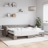  The Living Store Izvlečna dnevna postelja z vzmetnicami taupe 90x200 cm blago - Izvlečna Dnevna Postelja, (21496870) Cene