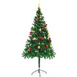 vidaXL umjetno božićno drvce s kuglicama i led svjetlima zeleno 180 cm | shoptok.hr