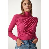  Women's Pink Gathered Detailed High Neck Sandy Blouse | Shoptok.si
