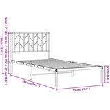 vidaXL Metalni okvir za krevet s uzglavljem bijeli 90 x 190 cm | shoptok.hr