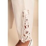 Fenzy Elegantne Pamučne Hlače S Čipkom, Krem | shoptok.hr