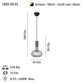 Opviq Luster Hena-52-01, O19, 11,5 cm, IP20 Crno-smeđa | Eponuda.ba