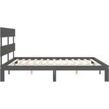 vidaXL Posteljni okvir z vzglavjem siv 200x200 cm trden les | Shoptok.si