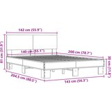  Okvir kreveta smeđi hrast 140x200cm konstruirano drvo i metal | shoptok.hr