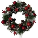 Molarem Home Božićni vijenac s crvenim zvjezdicama i kuglicama - 36 cm | shoptok.hr