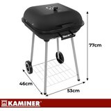 Kaminer vrtni roštilj na oglje s poklopcem – prenosni BBQ roštilj s kolesi in policami | Shoptok.si