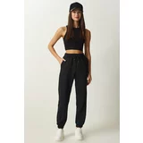 Happiness İstanbul Women's Black Tiered Knitted Sweatpants