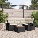 Maison Chic Seti vrtnega pohištva - Vrtna garnitura - Vrtni pohištvo set 5-delna z blazinami črn poli ratan, (21817450) | Shoptok.si