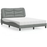 vidaXL Postelja z vzmetnico svetlo siv 140x190 cm blago Cene
