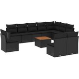  11-dijelni set vrtnih sofa od poliratana s jastucima crni | shoptok.hr