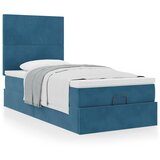 vidaXL Otomanski posteljni okvir z vzmetnicami moder 90x190cm žamet | Shoptok.si