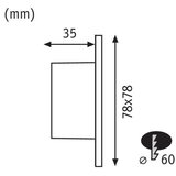 PAULMANN LED vgradna svetilka Paulmann (1,7 W, 7,8 x 7,8 cm, 50 lm, topla bela svetloba) | Shoptok.si