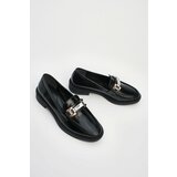Marjin Women's Stony Buckle Loafers Casual Shoes Hosre Black Patent Leather. Cene