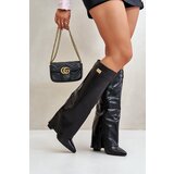 Kesi Women's Eco Leather Boots with Curved Heeled Upper Black Avamora | shoptok.hr