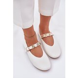 Boto Women's Ballet Flats With Strap And Golden Decorations White Firicene | Shoptok.si