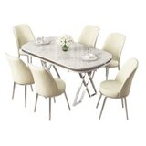 Hanah home set trpezarijski sto i 6 stolica lai white chrome cream | ePonuda.com