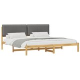  Krevetni okvir s tapiciranim uzglavljem - Bijelo prana i svijetlosiva 200 x 200 cm | shoptok.hr