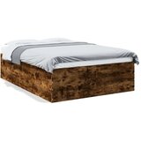 vidaXL Posteljni okvir dimljeni hrast 120x190 cm inženirski les | Shoptok.si