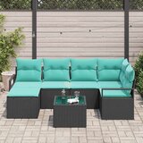 Kavčna garnitura z blazino 7 pcs Črna poli ratan, (5000153456) | Shoptok.si