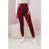Kesi Striped leggings trousers in burgundy color | shoptok.hr