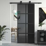 vidaXL Klizna vrata crna 90 x 205 cm od kaljenog stakla i aluminija Cene