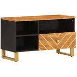 TV ormarić smeđe-crni 80 x 33,5 x 46 cm od masivnog drva manga | Eponuda.com
