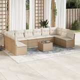 Maison Chic Seti vrtnega pohištva - Vrtna garnitura - Vrtni pohištvo set 11-delna z blazinami bež poli ratan, (21820118) | Shoptok.si