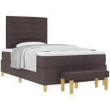 vidaXL Postelja na vzmet z vzmetnico in klopi Temno rjava 120x190 cm Tkanina, (22083375) | Shoptok.si