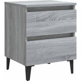  Noćni ormarići s metalnim nogama 2 kom sivi hrast 40x35x50 cm | shoptok.hr