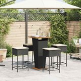  5-dijelni vrtni barski set od poliratana s jastucima crni Crna 60 x 60 x 110 cm | shoptok.hr