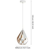 Eglo visilica Carlton 1, 1 x E27, bijela/zlatna, 20,5 cm, 43001 | shoptok.hr