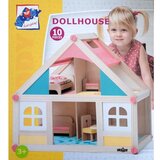  Drvena kućica za lutke s namještajem + 2 lutke | shoptok.hr