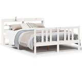vidaXL Posteljni okvir z vzglavjem brez vzmetnice bel 160x200 cm | Shoptok.si