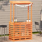 vidaXL Zunanja barska miza s streho rjava 112,5x57x195,5 cm trden les | Shoptok.si