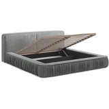 Makamii Sivi tapecirani bračni krevet s prostorom za odlaganje s okvirom od letvica 140x200 cm Keoni - | shoptok.hr
