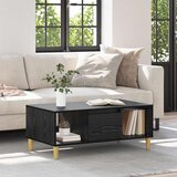 vidaXL Klubska miza Črna Orehovina 90 x 50 x 26.5 cm Konstruiran les | Shoptok.si